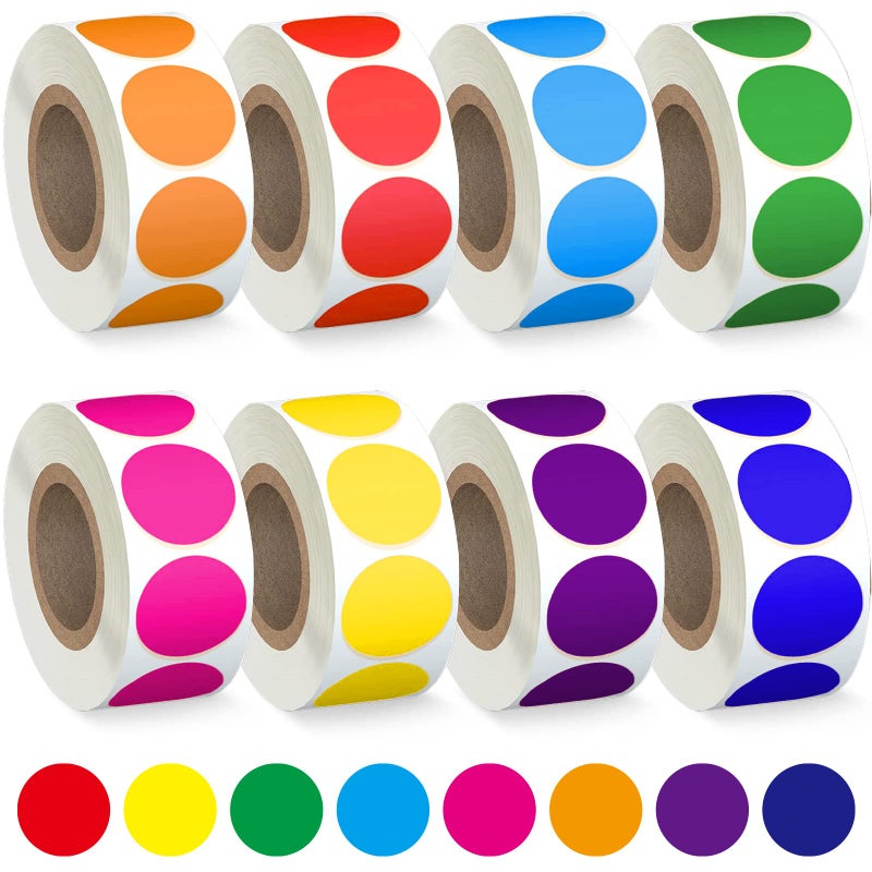 Lrogoe 4000 PCS 3/4"" Colored Dot Stickers Circle Color Coding Labels  8 Color Style Colorful Coding Label Sticker for Office  Student Classroom(8 Rolls  3/4 Inches) - Image 1